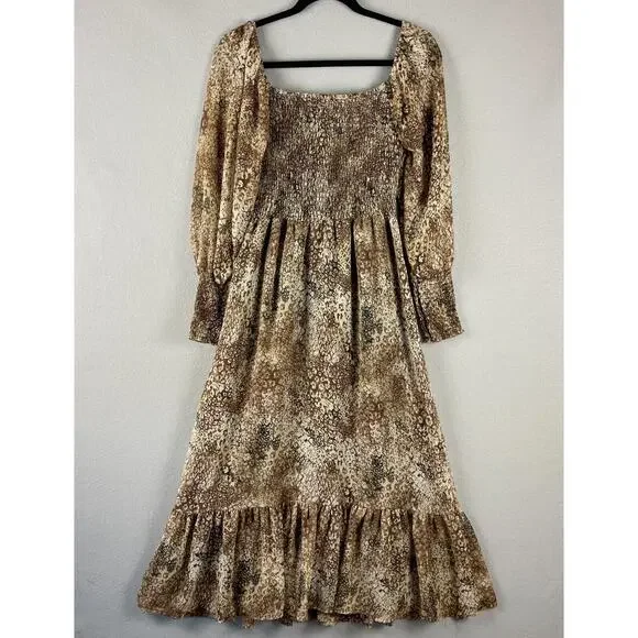 Betsey Johnson Tiered Midi Dress Small Animal Print Ruched Whimsigoth Fairy - Picture 13 of 16